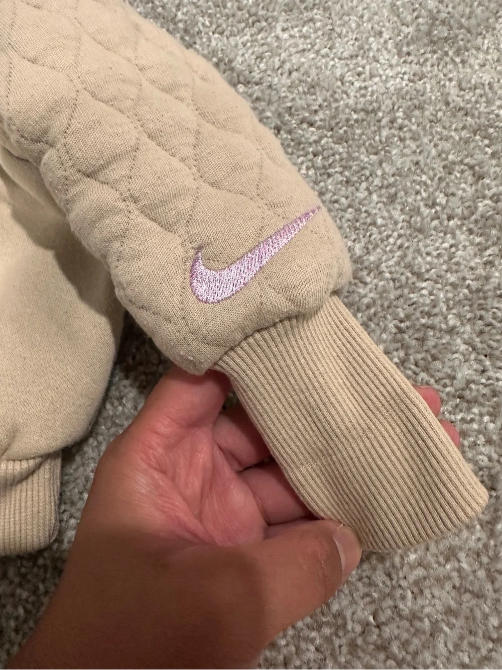 Nike Tan Quilted Baby Girl Sweatshirt & Joggers